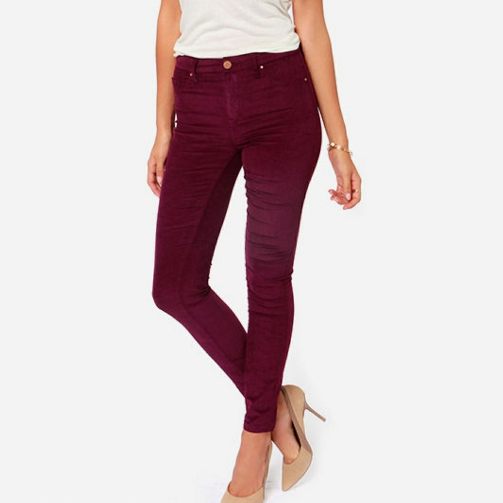 Blank NYC Juke Box Burgundy Corduroy Skinny Pants 25